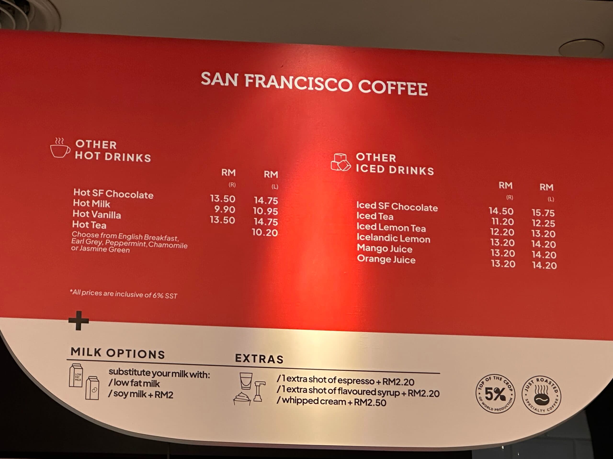 San Francisco Coffee Express menu page 1