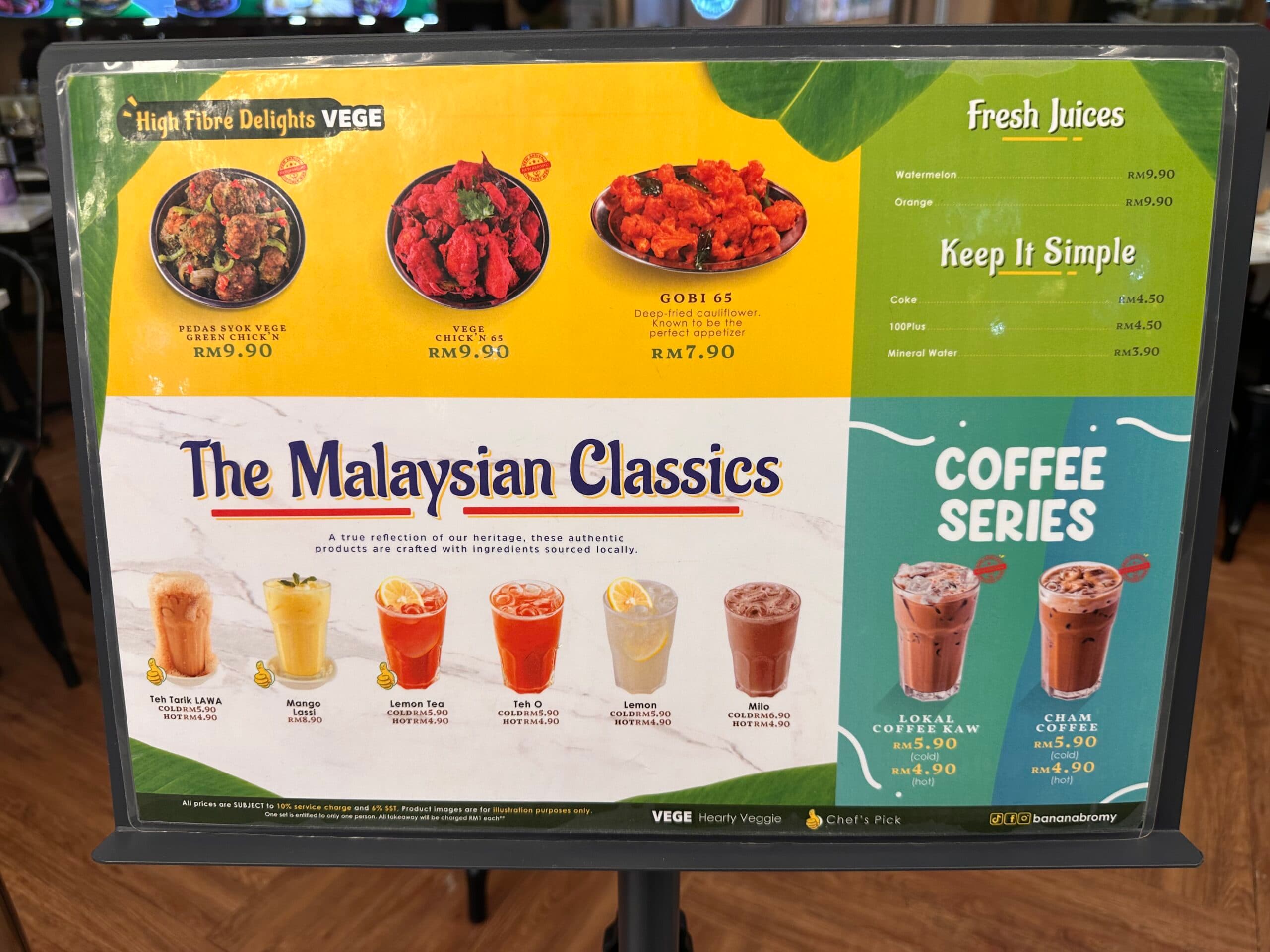 BananaBro Mid Valley Megamall menu page 1