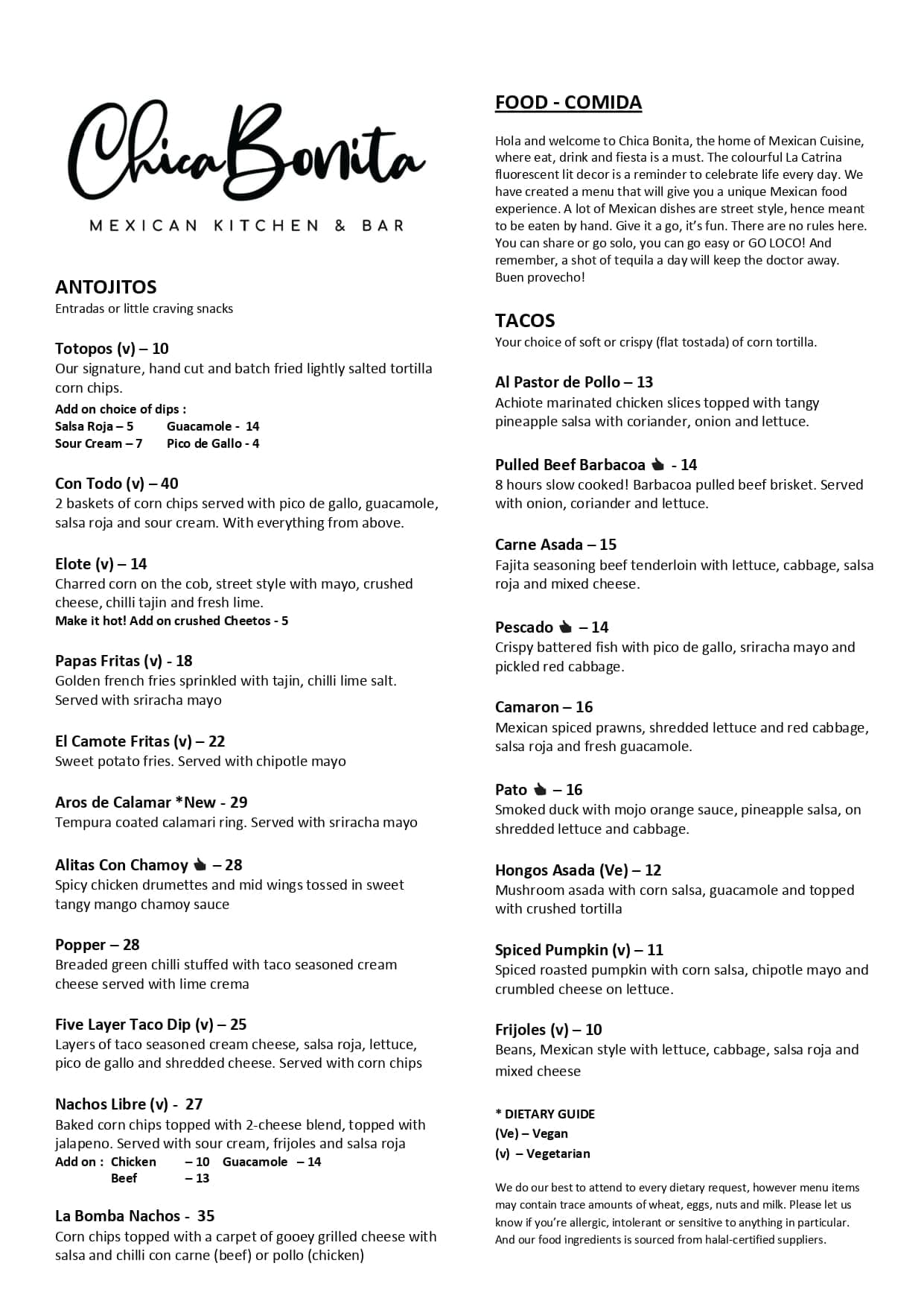 Chica Bonita @ Republik menu page 1