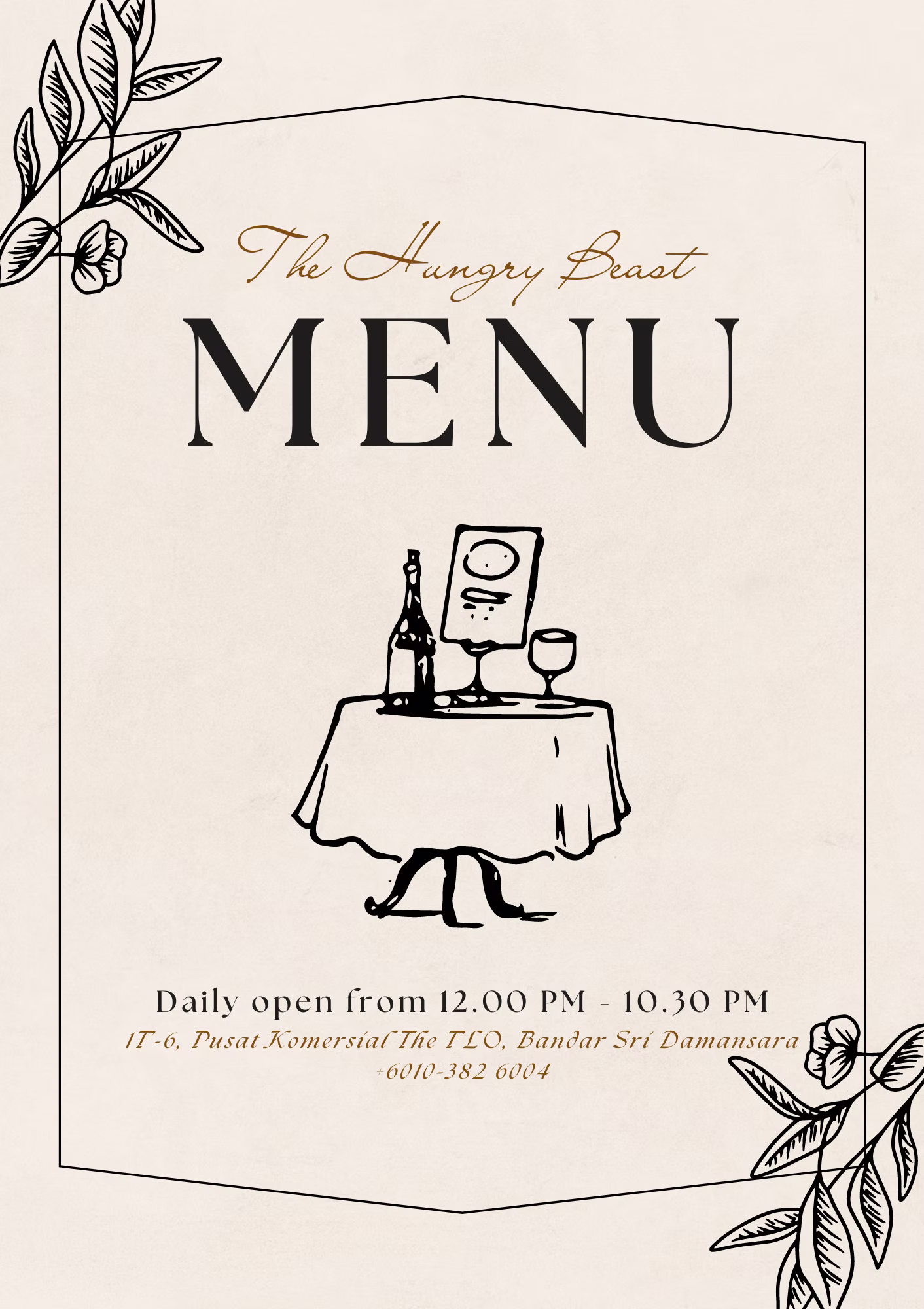 The Hungry Beast | Sunway Velocity 2 menu page 1