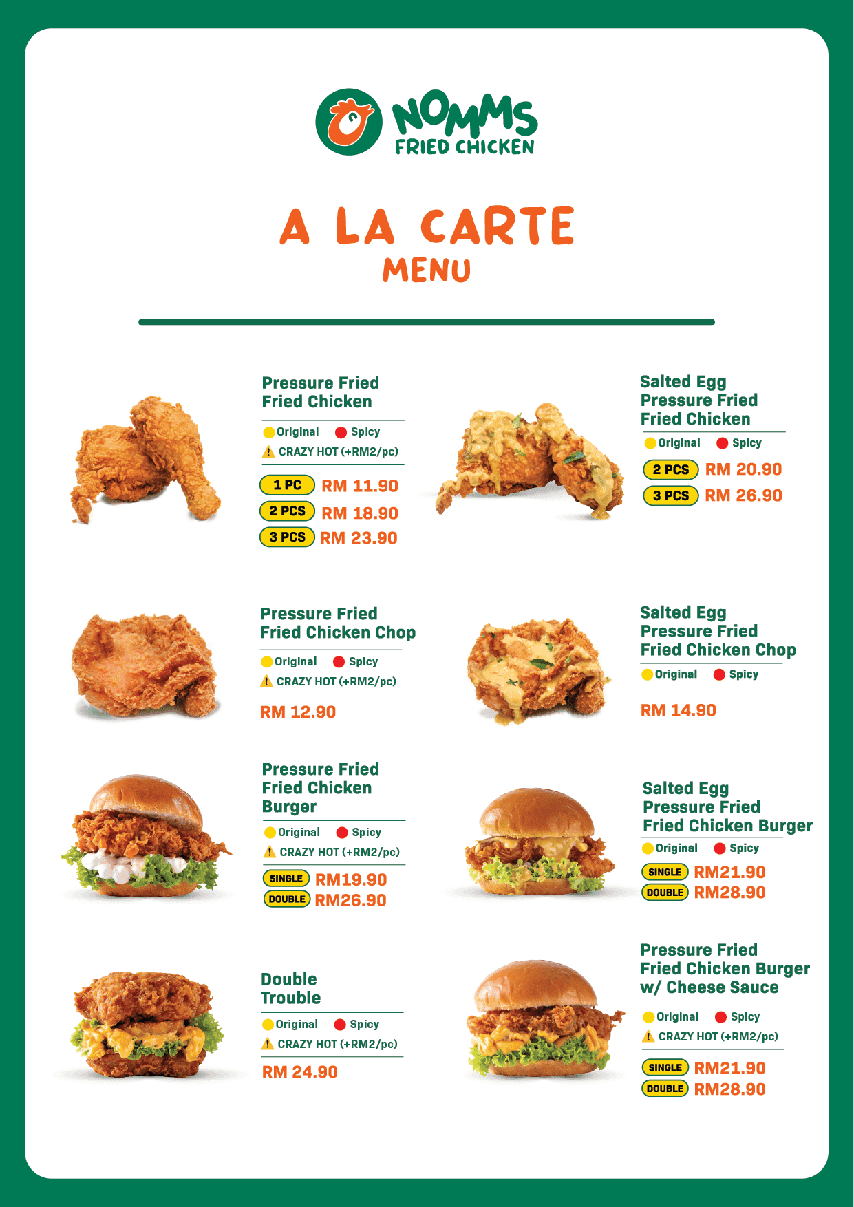 SUPERNOMMS FRIED CHICKEN (AEON SHAH ALAM) menu page 1