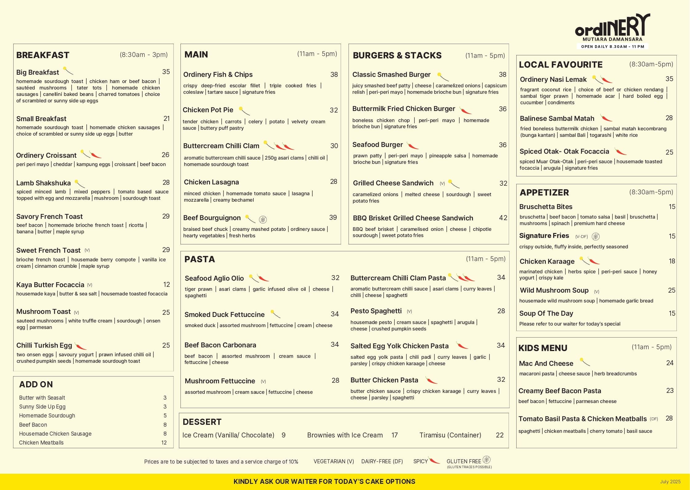 Ordinery @ Mutiara Damansara menu page 1