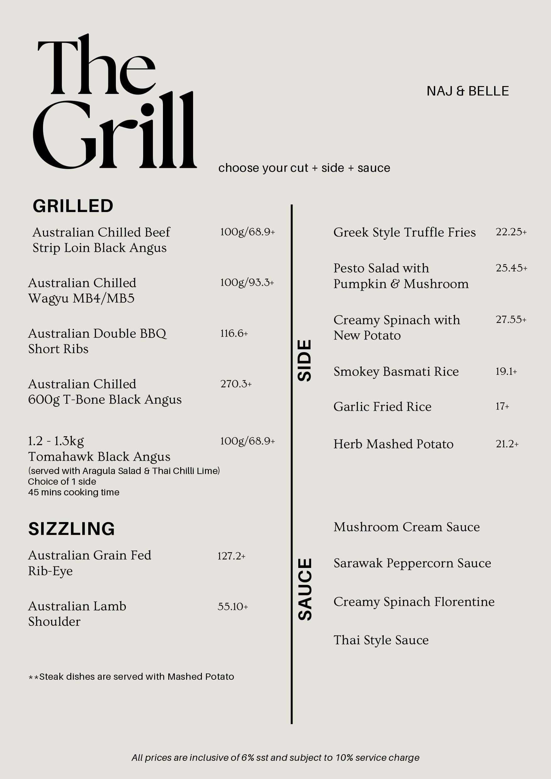 Naj & Belle Cafe KL East menu page 1