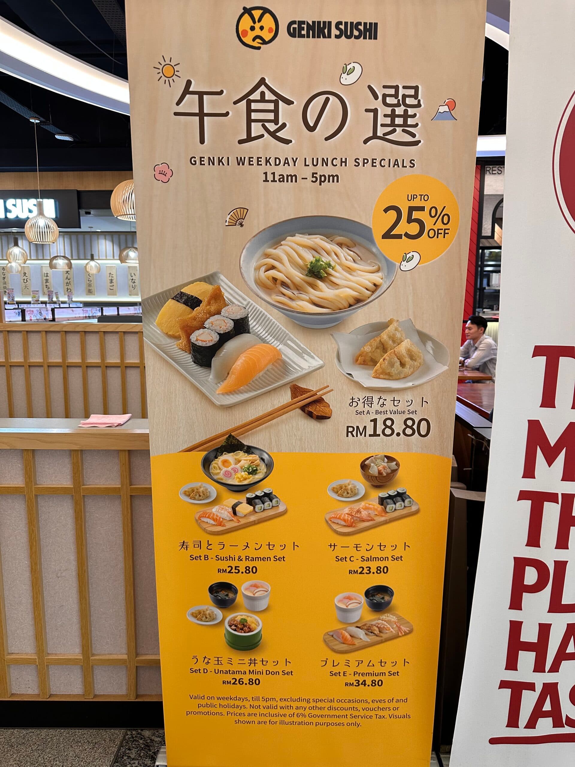 Genki Sushi Suria KLCC menu page 1