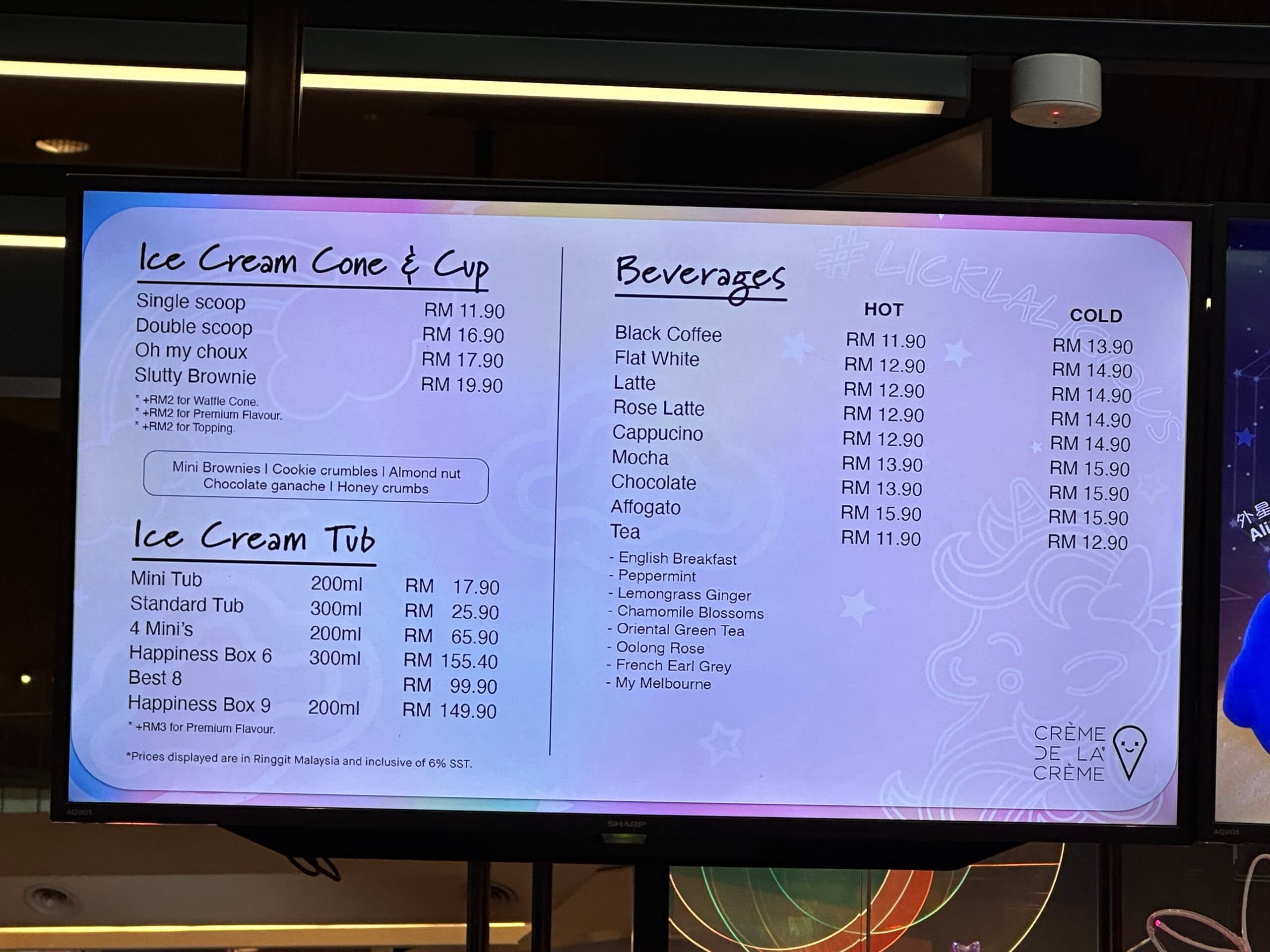 Crème De La Crème, CDLC - Sunway Pyramid menu page 1