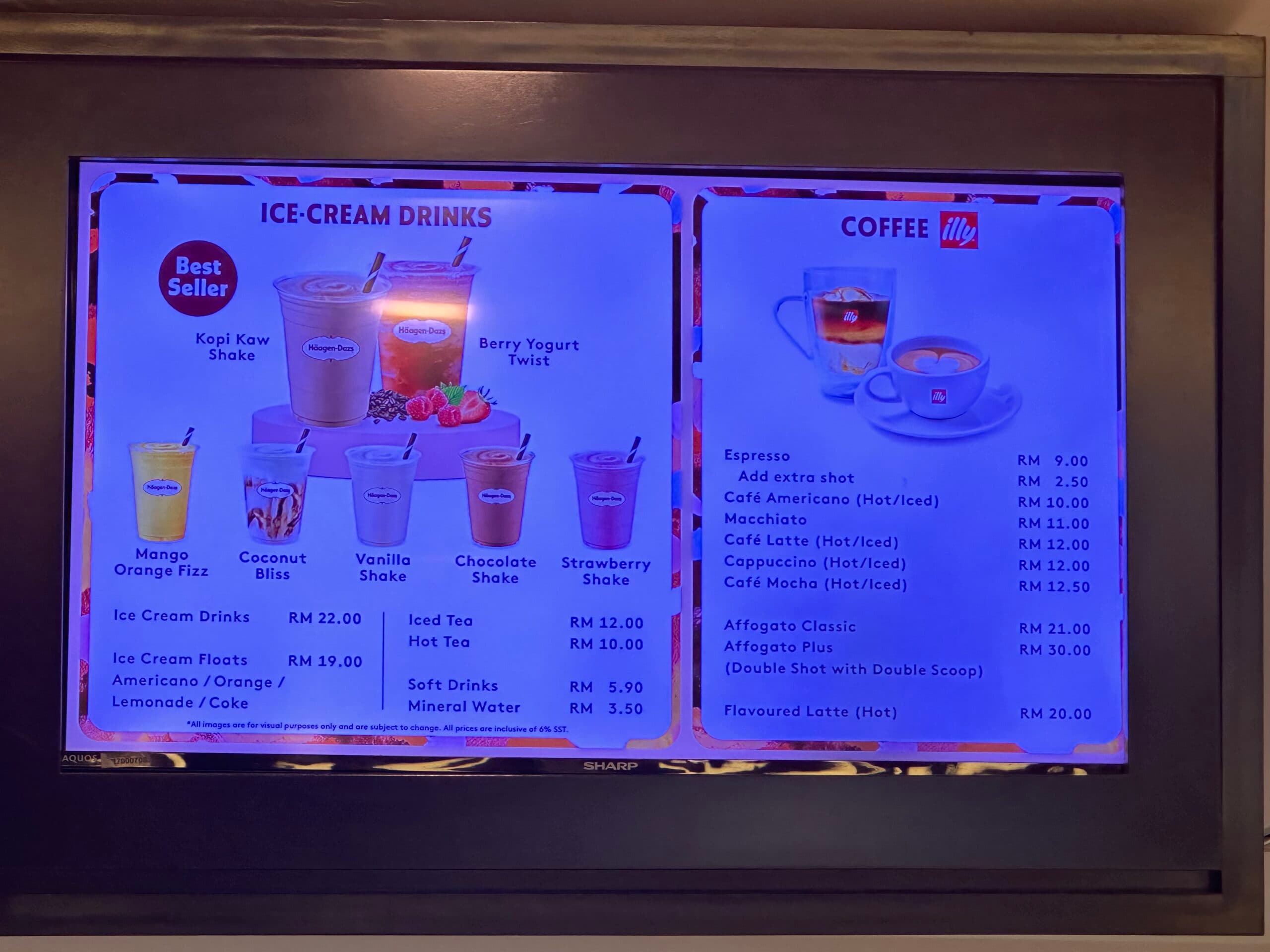 Häagen-Dazs Pulau Tikus menu page 1